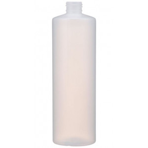 16oz Natural HDPE Cylinder Assembled w/24-400 Black Phenolic Poly Cone Lined Cap (340/cs)