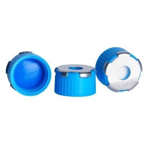 18 MM BlueMAG PP CAP Trans Blue Silicone /White PTFE; 0.070"  (100pk)