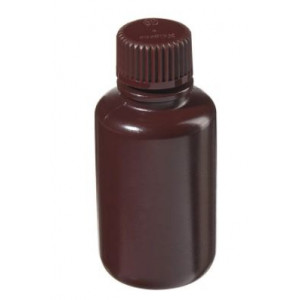 60mL Narrow Mouth Amber HDPE Bottle, 20mm Amber PP Screw Thread Closure (72/cs)