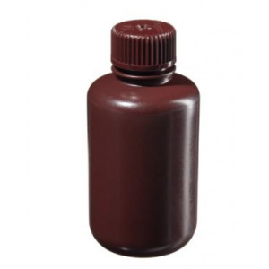 125mL Narrow Mouth Amber HDPE Bottle, 24mm Amber PP Screw Thread Closure (72/cs)