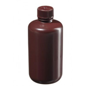 250mL Narrow Mouth Amber HDPE Bottle, 24mm Amber PP Screw Thread Closure (72/cs)