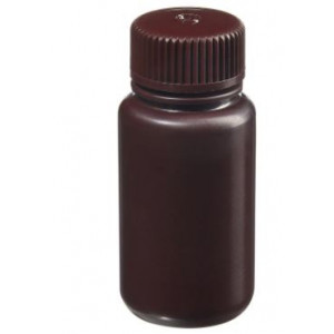 60mL Wide Mouth Amber HDPE Bottle, 28mm Amber PP Screw Thread Closure {Lab Grade} (72/cs)