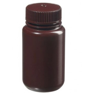125mL Wide Mouth Amber HDPE Bottle, 38mm Amber PP Screw Thread Closure {Lab Grade} (72/cs)