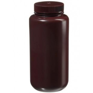 1000mL Wide Mouth Amber HDPE Bottle, 63mm Amber PP Screw Thread Closure {Lab Grade} (24/cs)