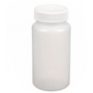 250mL HDPE Wide Mouth Packer Assembled with 53-400 PP F217 Lined Cap with 10mg Sodium Thiosulfate, Sterile (200/cs)