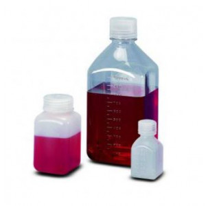 30mL Square Natural PPCO Graduated Bottle, 20-415 PP Screw Thread Closure {Lab Grade} (1000/cs)