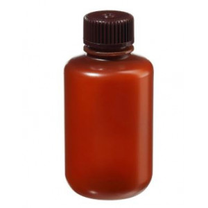 125mL Narrow Mouth Translucent Amber HDPE Bottle, 24-415 PP Screw Thread Closure {Packaging Grade} (500/cs)