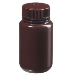 125mL Wide Mouth Opaque Amber HDPE Bottle, 38-415 Amber PP Screw Thread Closure {Lab Grade} (500/cs)