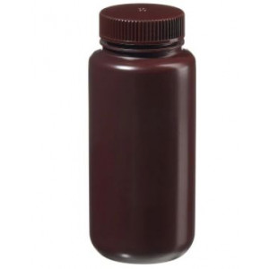 500mL Wide Mouth Opaque Amber HDPE Bottle, 53-415 Amber PP Screw Thread Closure {Lab Grade} (125/cs)
