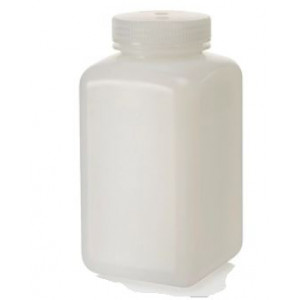 1000mL Square Wide Mouth HDPE Bottle, 63-415 PP Screw Thread Closure {Lab Grade} (50/cs)