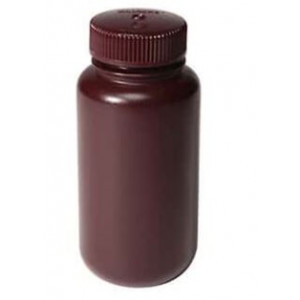 500mL Wide Mouth Opaque Amber HDPE Bottle, 53-415 Amber PP Screw Thread Closure {Packaging Grade} (125/cs)