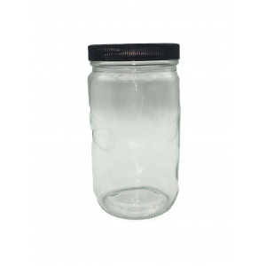 32oz Clear Straight Sided Jar Assembled with 89-400 Phenolic Poly Vinyl Lined Cap (12/cs)