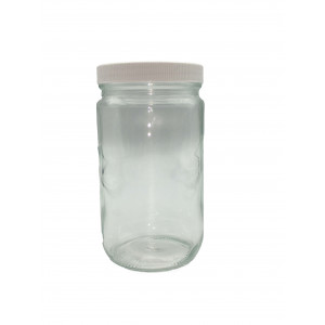 Large Clear Thick Glass Straight Sided Jar with Lid - 16 oz / 480 ml