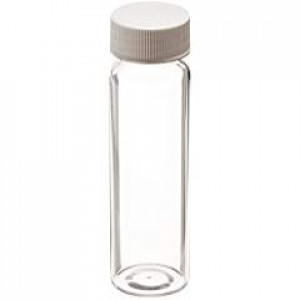 40mL Clear VOA Vial Assembled w/24-400 Solid Top PTFE Lined Cap, Certified (72/cs)