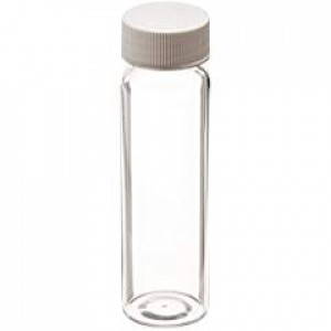 40mL Clear VOA Vial Assembled w/24-400 Solid Top PTFE Lined Cap (72/cs)