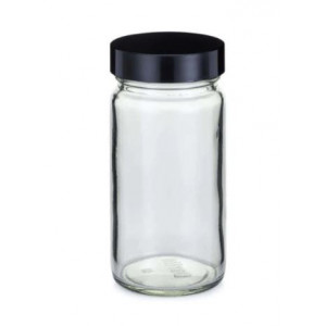 Clear Graduated Wide Mouth Jars, 8oz 58-400 Black Vinyl Lined Caps