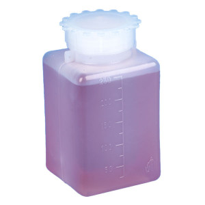 Bottle with Screwcap, Wide Mouth, Square, Graduated, PE (Cap: PP), 250mL, 10/Unit