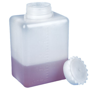 Bottle with Screwcap, Wide Mouth, Square, Graduated, PE (Cap: PP), 2000mL, 20/Unit