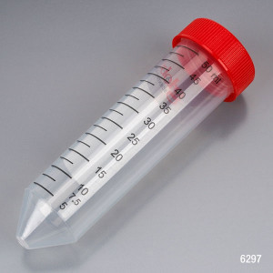 DIAMOND MAX™ High Speed Centrifuge Tube, 50mL, Attached Red Flat Top Screw Cap, PP, Printed Graduations, STERILE, Certified, 25/Re-Sealable Bag, 20 Bags/Unit