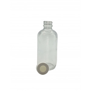 8oz Clear Boston Round Assembled w/24-400 Open Top Bonded T/S Septa Cap, Certified (12/cs)