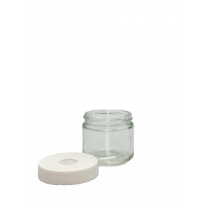 2oz Clear Straight Sided Jar Assembled with 53-400 PP Open Top Septa Cap (24/cs)