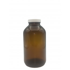 05-1000GWMT121 // 1000mL(True One Liter)Amber Wide Mouth Packer Assembled w/53-400 PTFE Lined Cap (12/cs) 