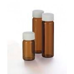 12mL Amber Screw Thread Vial Assembled w/15-425 White Polypropylene PTFE Lined Closed Cap(100/pk)