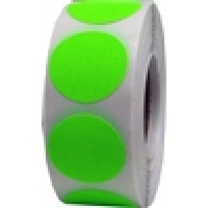 1�-THERMAL TRANSFER LABEL-FLOURESCENT GREEN CIRCLE(5500 PER ROLL)