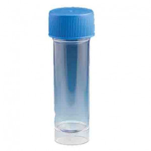 Container, Universal, 30mL, Attached Screwcap, PS, Conical Bottom, Self-Standing, 100/Bag, 5 Bags/Unit