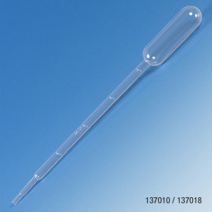 Transfer Pipet, 5.0mL, Large Bulb, Graduated to 1mL, 150mm, STERILE, Individually Wrapped, Peel Pack, 100/Bag, 4 Bags/Unit