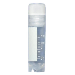 CryoCLEAR vials, 2.0mL, STERILE, Internal Threads, Attached Screwcap with Molded O-Ring, Round Bottom, Self-Standing, Printed Graduations, Writing Space and Barcode, 50/Bag