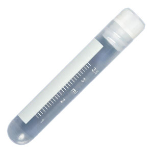 CryoCLEAR vials, 4.0mL, STERILE, Internal Threads, Attached Screwcap with Molded O-Ring, Round Bottom, Printed Graduations, Writing Space and Barcode, 50/Bag