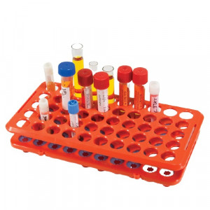 Rack with Grippers, for up to 17mm Tubes, 50-Place, Autoclavable, Orange