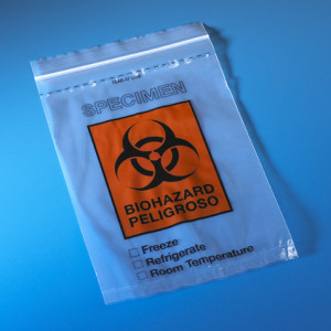 Bag, Biohazard Specimen Transport, 6" x 9", Ziplock with Document Pouch and Tearzone, 100/Pack, 10 Packs/Unit