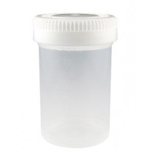 Container: Tite-Rite, 60mL (2oz), PP, 48mm Opening, Graduated, with Separate White Screwcap, 500/Unit