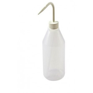 Wash Bottle, Narrow Mouth, 500mL, LDPE, Sloped Shoulder, WHITE Screwcap, 1/Unit