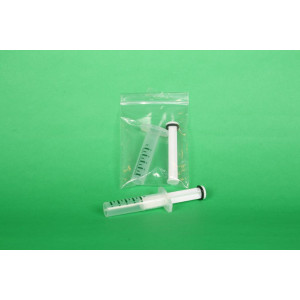 OPEN BARREL SYRINGE/HDPE PLUNGER WITH O-RING, PRINTED GRADUATIONS IN 1/2mL INCREMENTS (100pk)