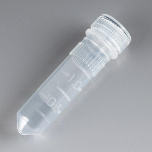 Microtube, 2mL, Attached Screw Cap for Color Insert, with O-Ring, STERILE, PP, 100/Bag, 10 Bags/Unit