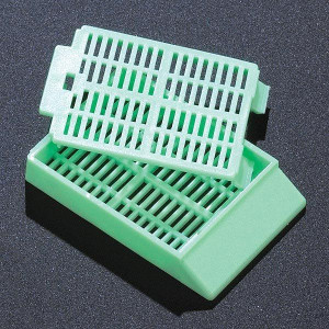 Cassette, Tissue Embedding with Attached Lid, 30° Writing Area, GREEN, 500/Dispenser Box, 2 Boxes/Unit