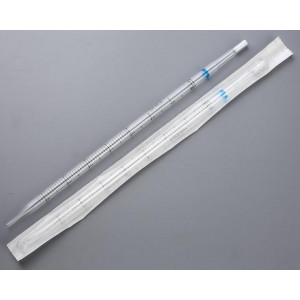 Uniplast Serological Pipette, 5mL, PS, Standard Tip, 296mm, STERILE, Blue Striped, Individually Wrapped, 250/Unit