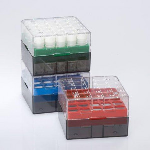 ** New Design ** BioBOX 25, for 1.0mL and 2.0mL CryoCLEAR vials, Polycarbonate (PC), Holds 25 vials (9x9 format), Printed Lid, Pack Includes a CryoClear Tube Picker, GREEN, 8/Unit
