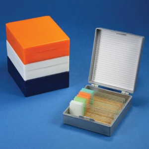 Slide Box for 25 Slides, Cork Lined, Orange