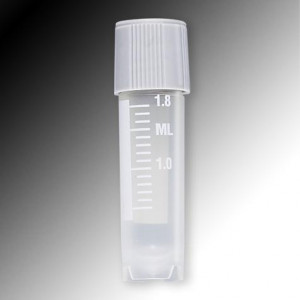 Sample Tube, 2mL, External Threads, PP, White Graduations & Marking Area, Round Bottom, Self-Standing, 1000/Unit