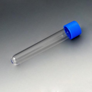 Test Tube with Attached Red Screw Cap, 16 x 100mm (10mL), PS, STERILE, Individually Wrapped, 750/Unit