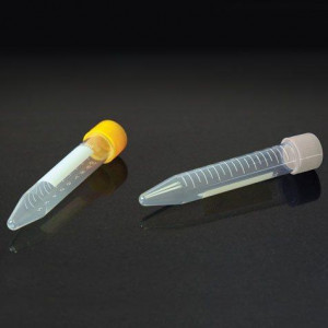 Centrifuge Tube, 10mL, with Attached Yellow PP Screw Cap, PP, Printed Graduations, STERILE, 100/Bag, 10 Bags/Unit