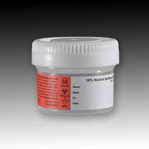 Pre-Filled Container: Tite-Rite, 40mL (1.34oz), PP, Filled with 20mL of 10% Neutral Buffered Formalin, Attached Hazard Label, 100/Unit