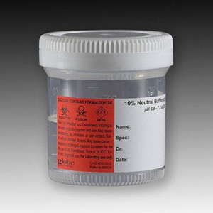 Pre-Filled Container: Tite-Rite, 90mL (3oz), Wide Mouth, PP, Filled with 45mL of 10% Neutral Buffered Formalin, Attached Hazard Label, 100/Unit