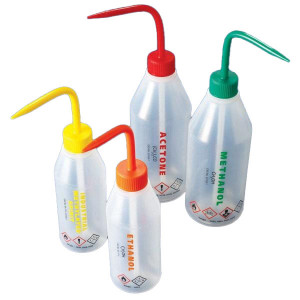 Wash Bottle, Acetone, 500mL, LDPE, Sloped Shoulder, RED Screwcap, 1/Unit