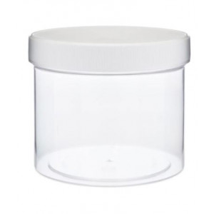 32oz Clear Polystyrene Straight Sided Jar assembled w/ 120-400 White PP F217 Lined Cap (45/cs)