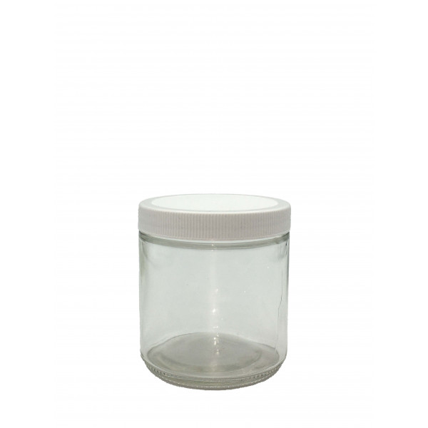 16oz Clear Straight Sided Jar Assembled w/89-400 PTFE Lined Cap (12/cs)